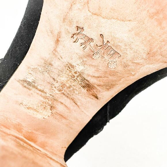 Coach Black Suede Felicia Studded Leather Block Heel Bootie Size 8 - Picture 3 of 6